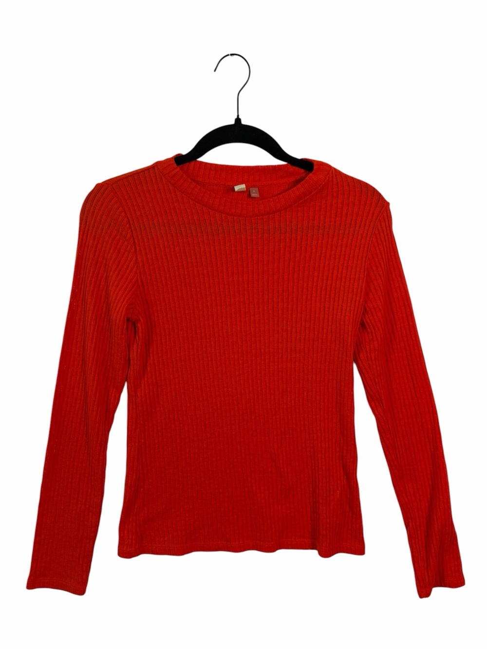 Pilcro Ribbed Long Sleeve Crew Neck Top Bright Red Size S